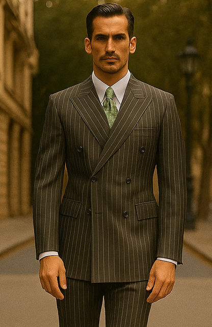 1920s Mens Suit - 1920s Mens Outfit - 1920s  costume  Bold Pinstripe  Suit in  Charcoal
