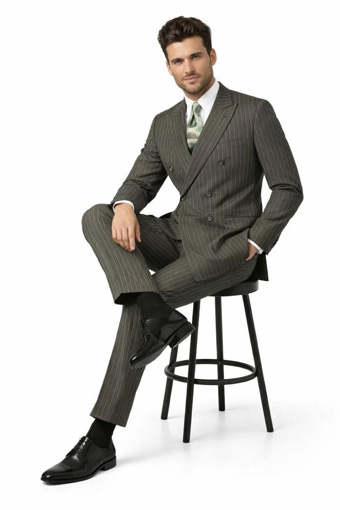 1920s Mens Suit - 1920s Mens Outfit - 1920s  costume  Bold Pinstripe  Suit in  Charcoal