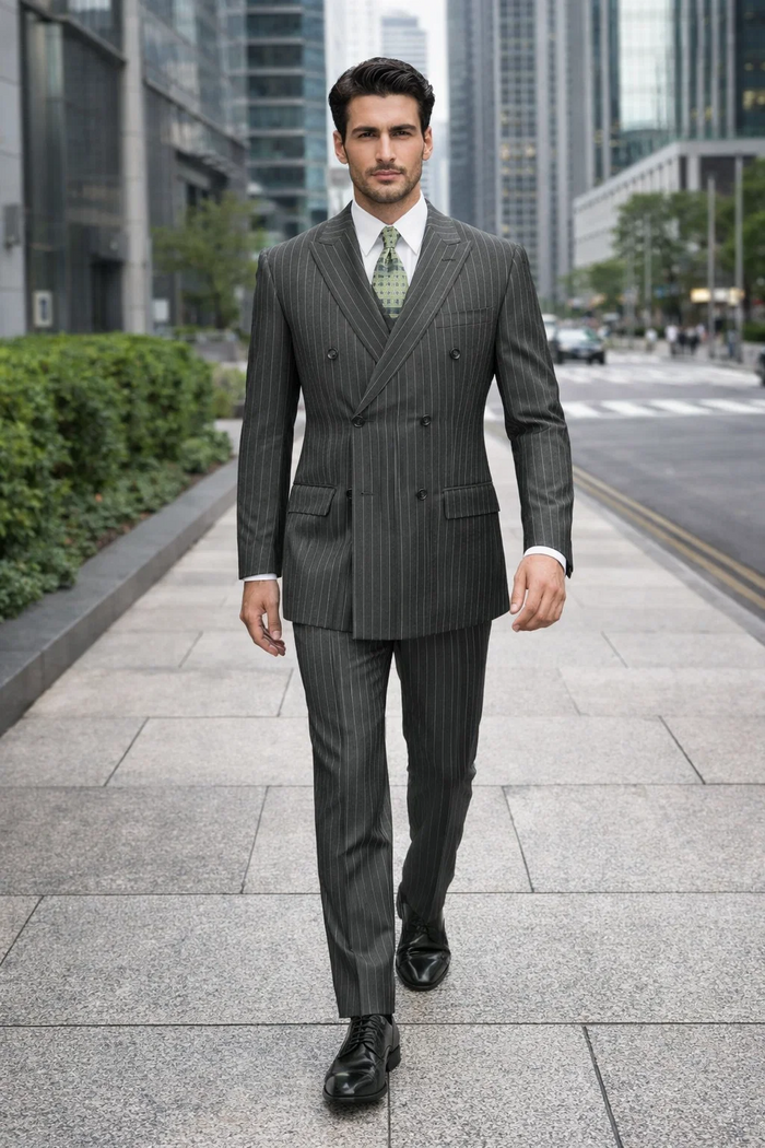 1920s Mens Suit - 1920s Mens Outfit - 1920s  costume  Bold Pinstripe  Suit in  Charcoal
