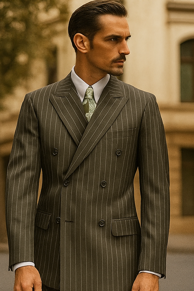 1920s Mens Suit - 1920s Mens Outfit - 1920s  costume  Bold Pinstripe  Suit in  Charcoal