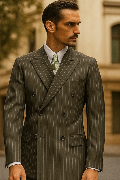 1920s Mens Suit - 1920s Mens Outfit - 1920s  costume  Bold Pinstripe  Suit in  Charcoal