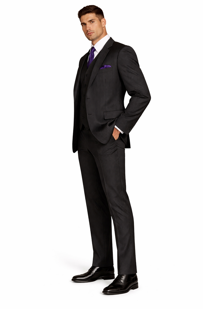1920s Mens Suit - 1920s Mens Outfit - 1920s  costume  Bold Pinstripe Wide Suit Black