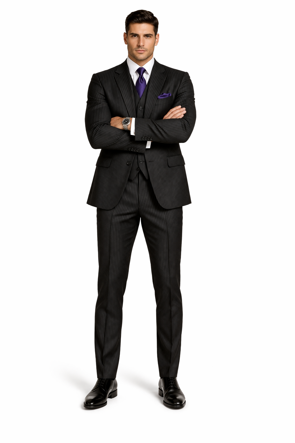 1920s Mens Suit - 1920s Mens Outfit - 1920s  costume  Bold Pinstripe Wide Suit Black