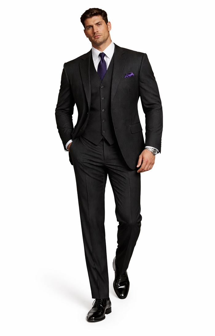 1920s Mens Suit - 1920s Mens Outfit - 1920s  costume  Bold Pinstripe Wide Suit Black