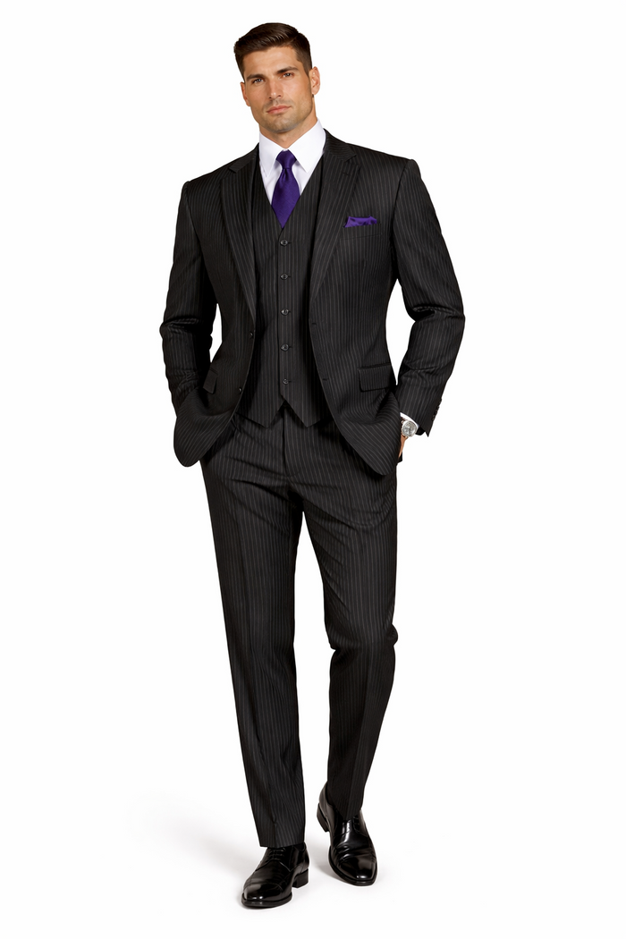1920s Mens Suit - 1920s Mens Outfit - 1920s  costume  Bold Pinstripe Wide Suit Black