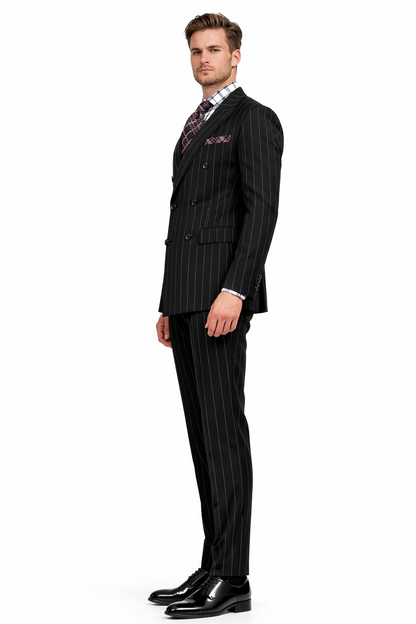 1920s Mens Suit - 1920s Mens Outfit - 1920s  costume  Bold Pinstripe Wide Suit in Black