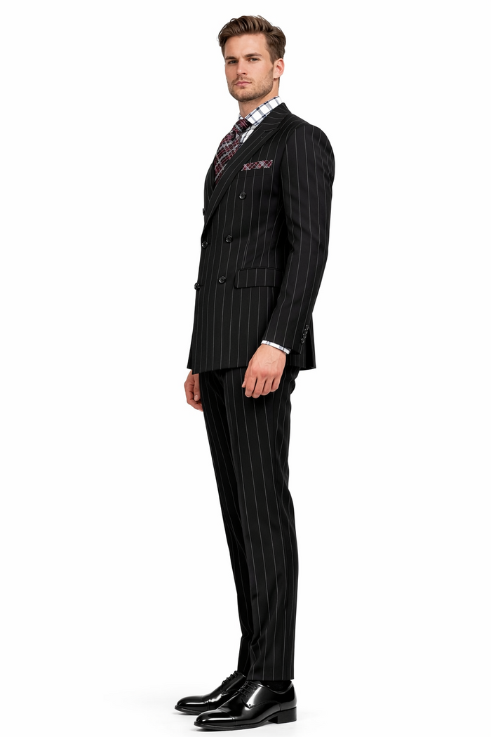 1920s Mens Suit - 1920s Mens Outfit - 1920s  costume  Bold Pinstripe Wide Suit in Black
