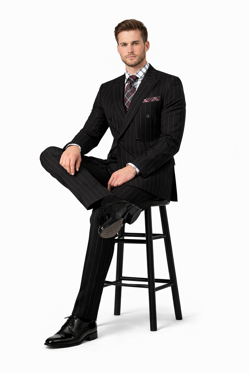 1920s Mens Suit - 1920s Mens Outfit - 1920s  costume  Bold Pinstripe Wide Suit in Black