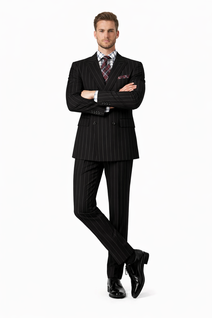 1920s Mens Suit - 1920s Mens Outfit - 1920s  costume  Bold Pinstripe Wide Suit in Black