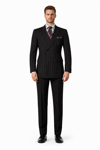 1920s Mens Suit - 1920s Mens Outfit - 1920s  costume  Bold Pinstripe Wide Suit in Black