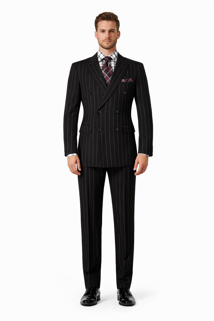 1920s Mens Suit - 1920s Mens Outfit - 1920s  costume  Bold Pinstripe Wide Suit in Black