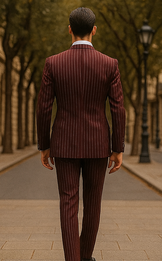 1920s Mens Suit - 1920s Mens Outfit - 1920s  costume  Bold Pinstripe Wide Suit in Burgundy