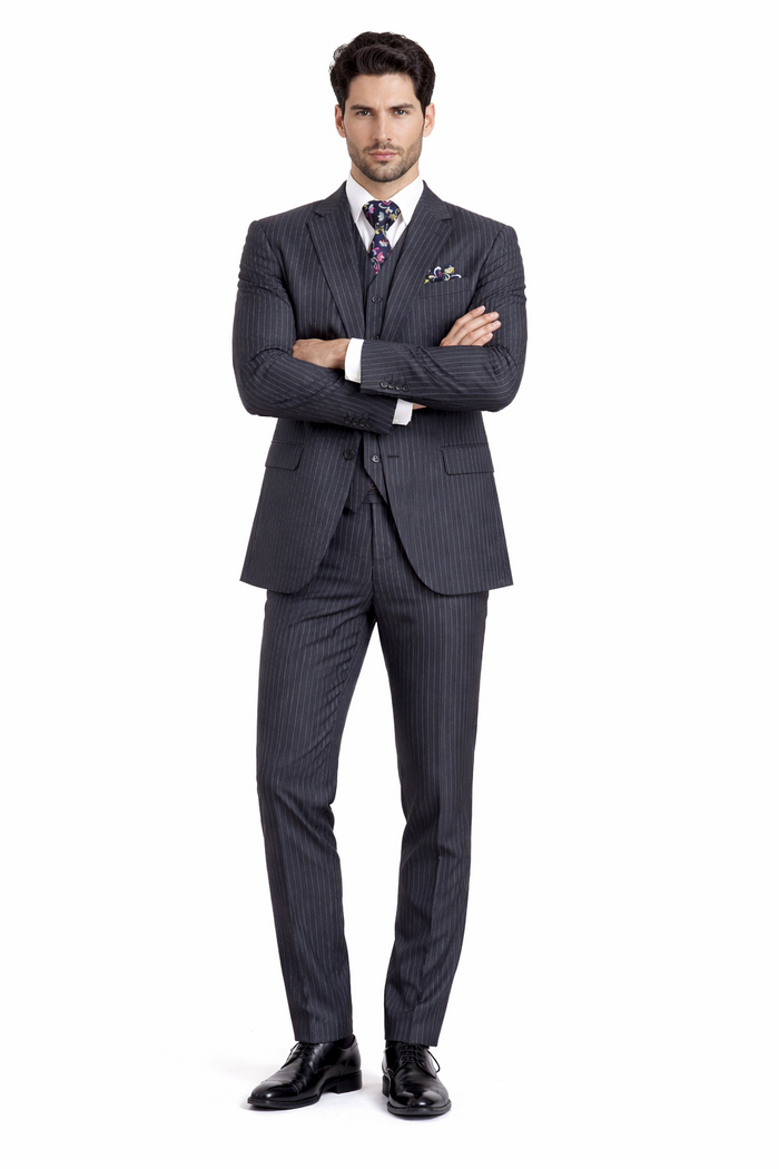1920s Mens Suit - 1920s Mens Outfit - 1920s  costume  Bold Pinstripe Wide Suit in Grey