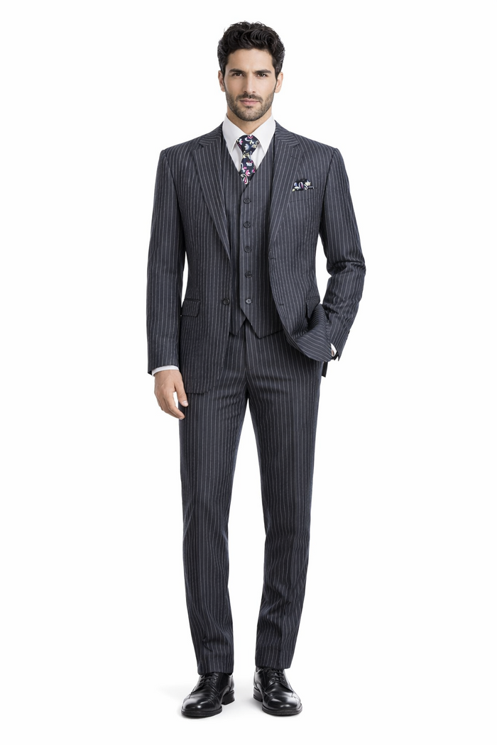 1920s Mens Suit - 1920s Mens Outfit - 1920s  costume  Bold Pinstripe Wide Suit in Grey