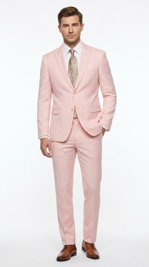 Men’s Light Pink 2 Piece Suit, Formal Dress Suit for Weddings, Prom, Parties, Summer Events Slim Fitted By Vitali