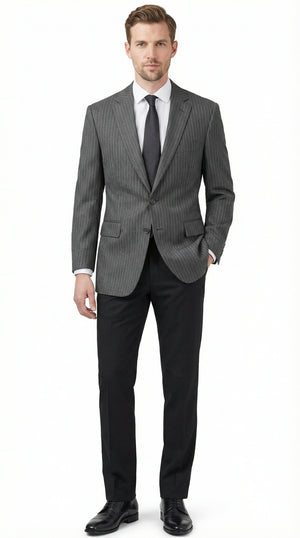 Men’s Charcoal Grey Pinstripe Blazer – Classic Tailored Formal Jacket for Business, Professional Wear Sportcoat