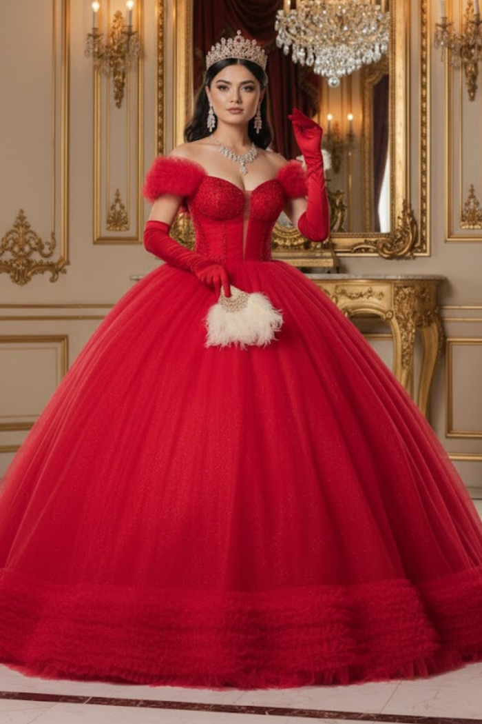 Masquerade Ball Gown Ruffle Short Sleeves Gala Dress By Layla K LK266