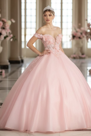 Quinceanera Dress Ball Gown Off The Shoulder Floral Corset Style