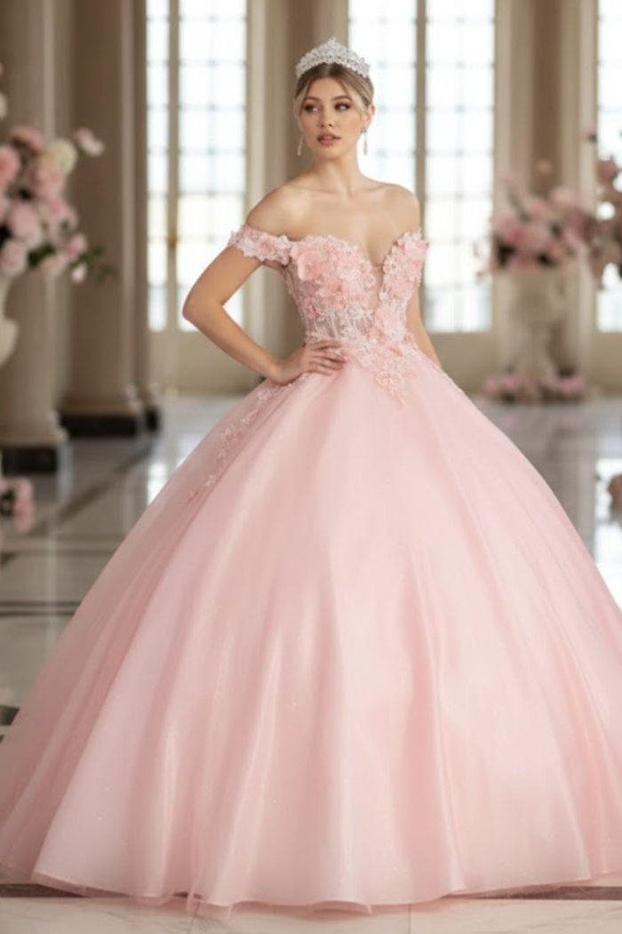 Quinceanera Dress Ball Gown Off The Shoulder Floral Corset Style