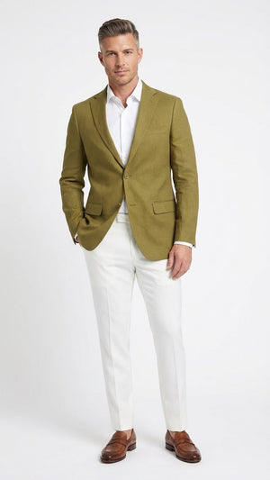 Mens Olive Green Blazer Sport Coat  Linen Fabric Summer in pistachio sage green