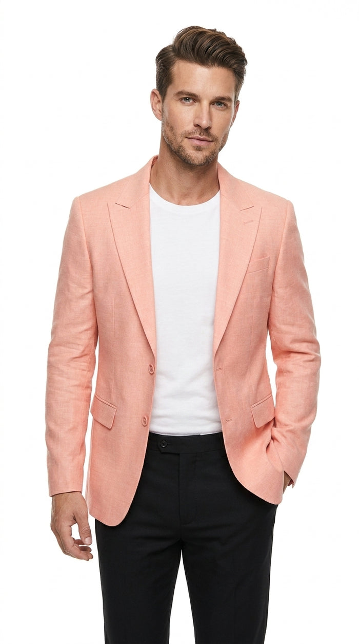 Men’s Peach Blazer – Modern Fit Wedding, Summer, Business Casual & Smart Casual Sport Coat