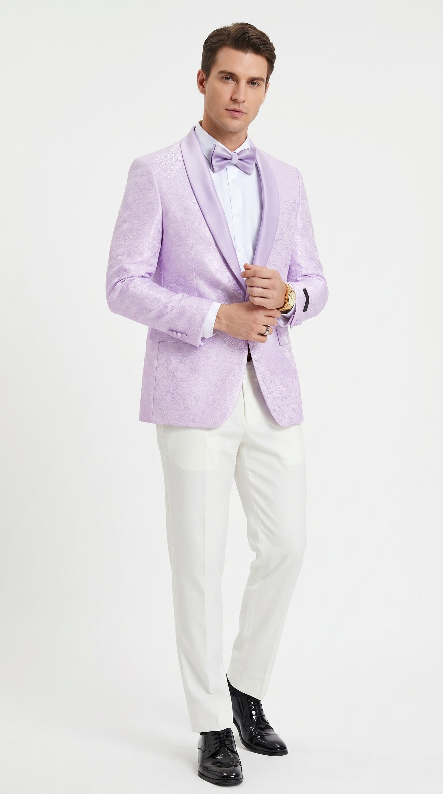 Men’s Lavender Paisley Prom Tuxedo Jacket, Lavender Wedding Formal Blazer
