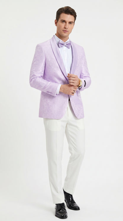 Men’s Lavender Paisley Prom Tuxedo Jacket, Lavender Wedding Formal Blazer