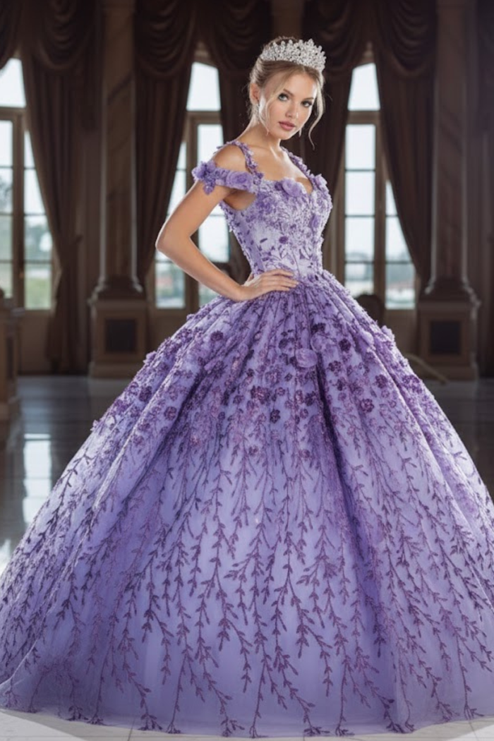 Plus Size Ball Gown in Lilac | Formal Quinceanera Dress
