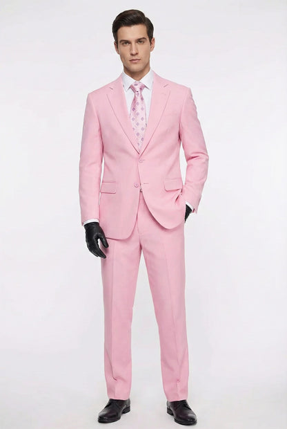 Men's Pink Two Piece Suit - Classic Fit Formal Jacket and Tailored Pants