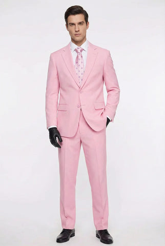 Men’s Pink Two-Piece Suit – Classic Fit Formal Jacket and Tailored Pants