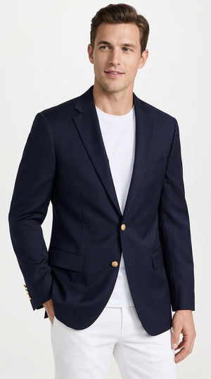 Men’s Navy Blue Club Blazer with Gold Buttons – Ted Lasso Inspired Classic Sport Coat