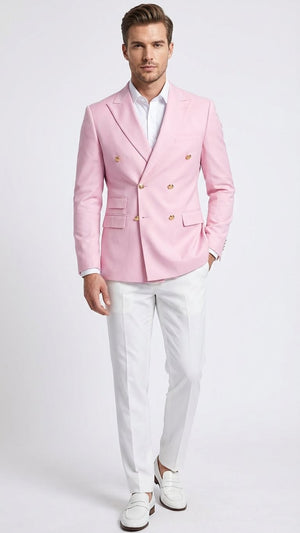 Men’s Light Pink Double Breasted Blazer – Sport Jacket Coat