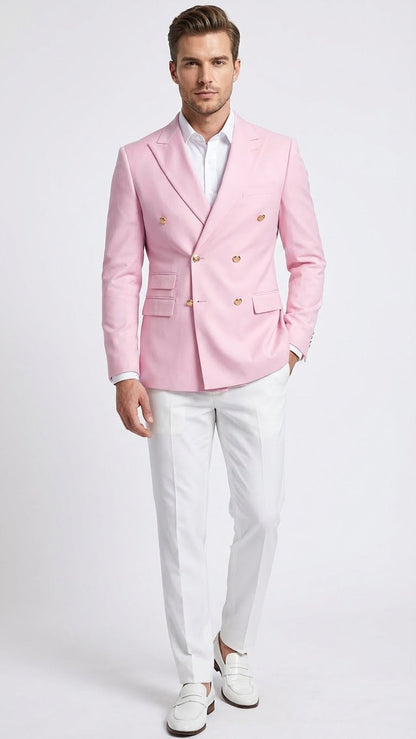 Men’s Light Pink Double Breasted Blazer – Sport Jacket Coat