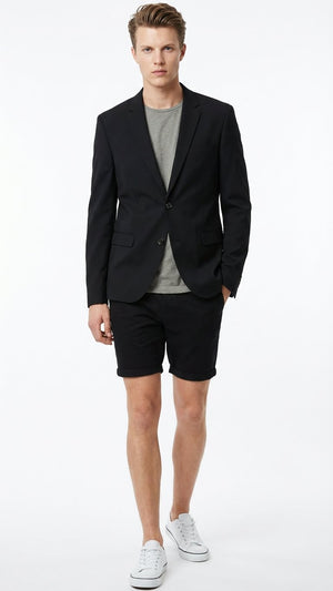 Men’s Black Summer Business Suit with Shorts Pants Set