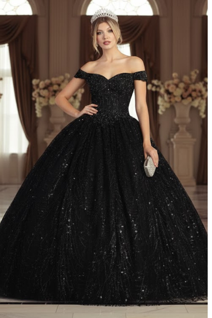 Plus Size Ball Gown in Black | Formal Quinceanera Dress by LK153