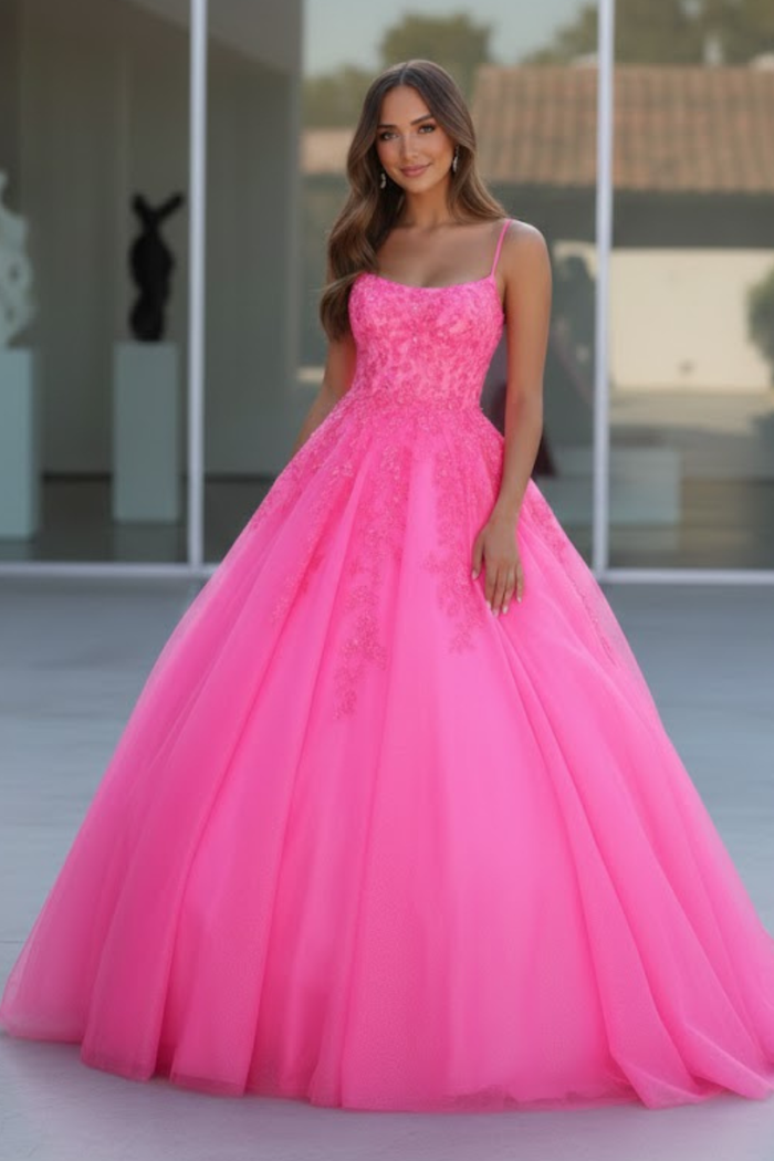 Nox Anabel H1464 Spaghetti Straps Quince Dress Embellished Long Prom Ball Gown