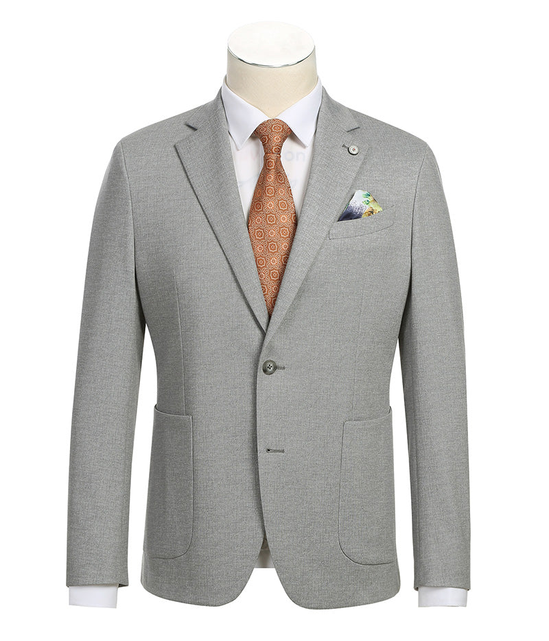 Half Canvas Slim Fit Blazer in Gray