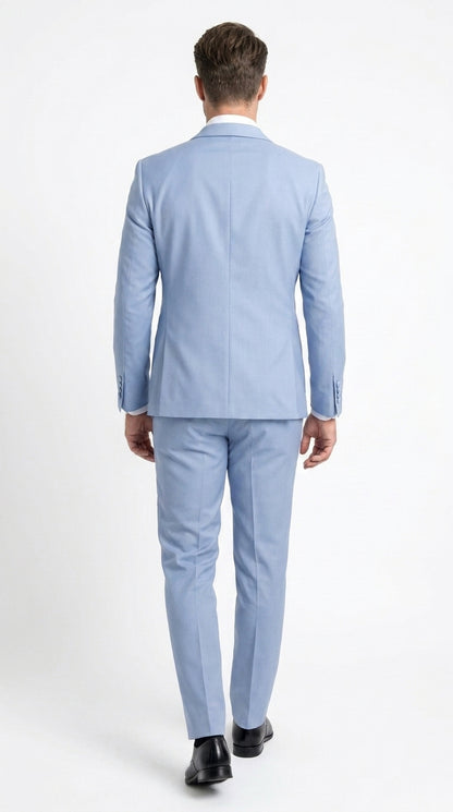 Men’s Powder Blue 2 Piece Tuxedo Suit – Light Blue Wedding Prom Tux with Matching Pants Light Baby Blue