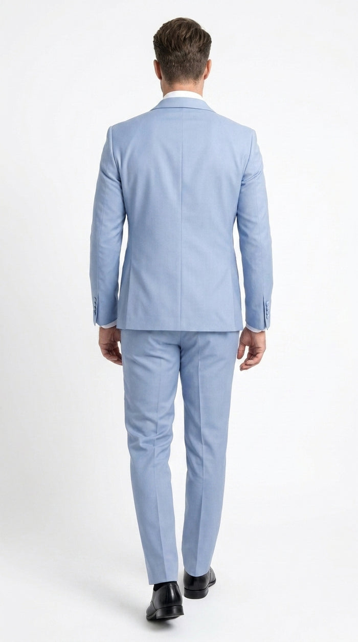Men’s Powder Blue 2 Piece Tuxedo Suit – Light Blue Wedding Prom Tux with Matching Pants Light Baby Blue
