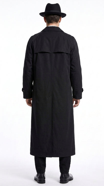 Men’s V for Vendetta Inspired Black Trench Coat – Long Gothic Full-Length Overcoat