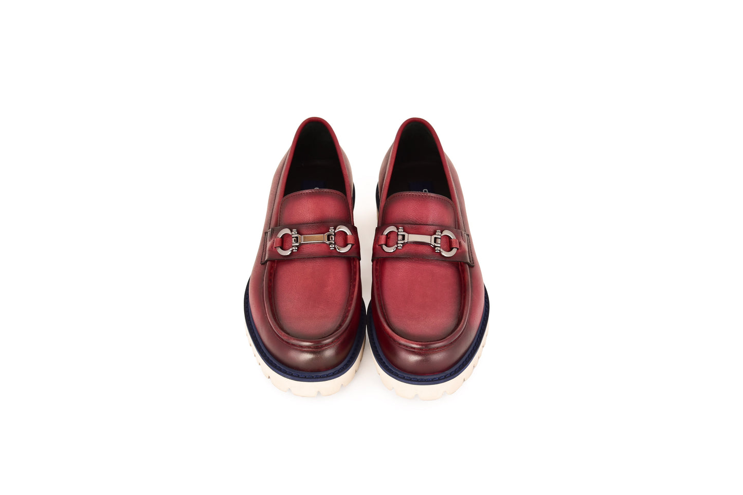 C0001203-7887 loafer with silver buckle-burgundy