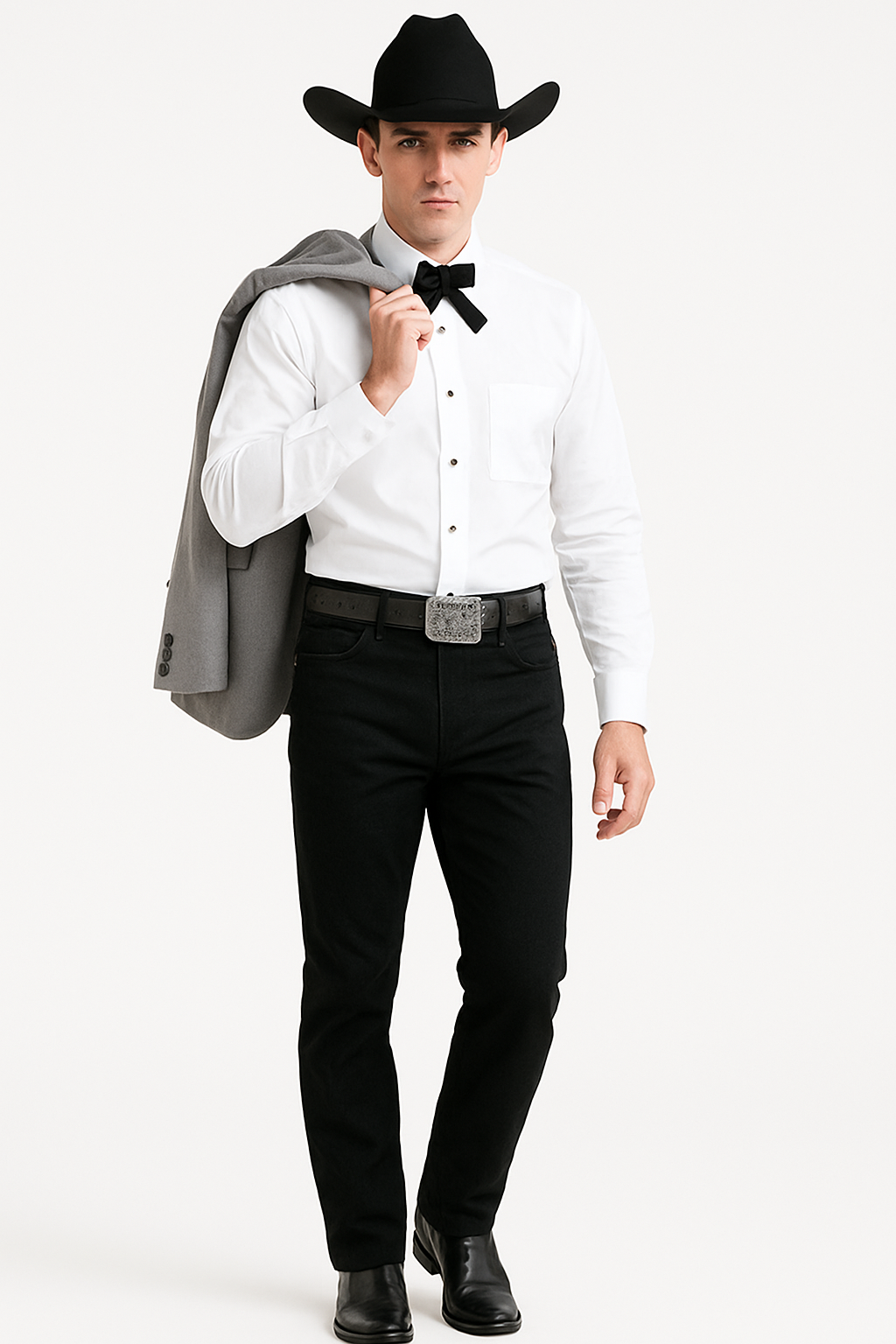 2 Button  Cowboy Dinner Jacket in Grey