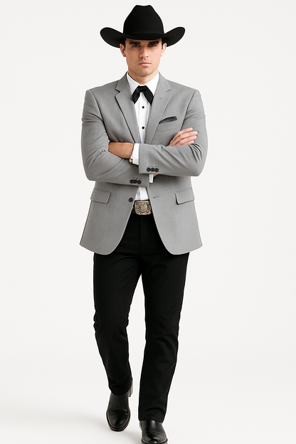 2 Button  Cowboy Dinner Jacket in Grey