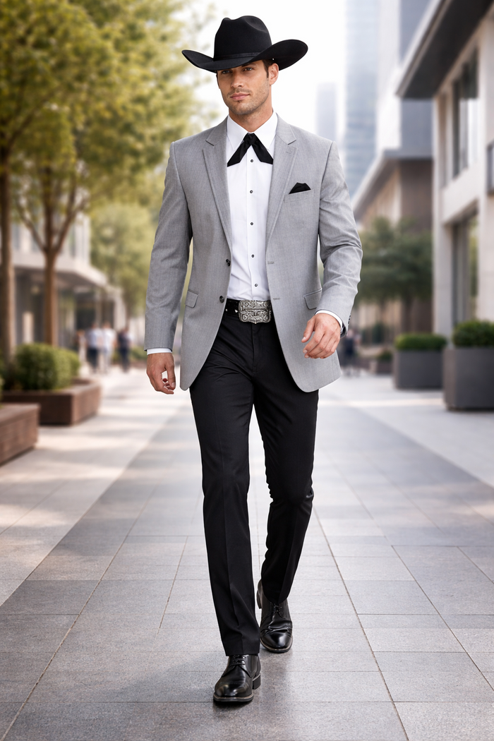 2 Button  Cowboy Dinner Jacket in Grey
