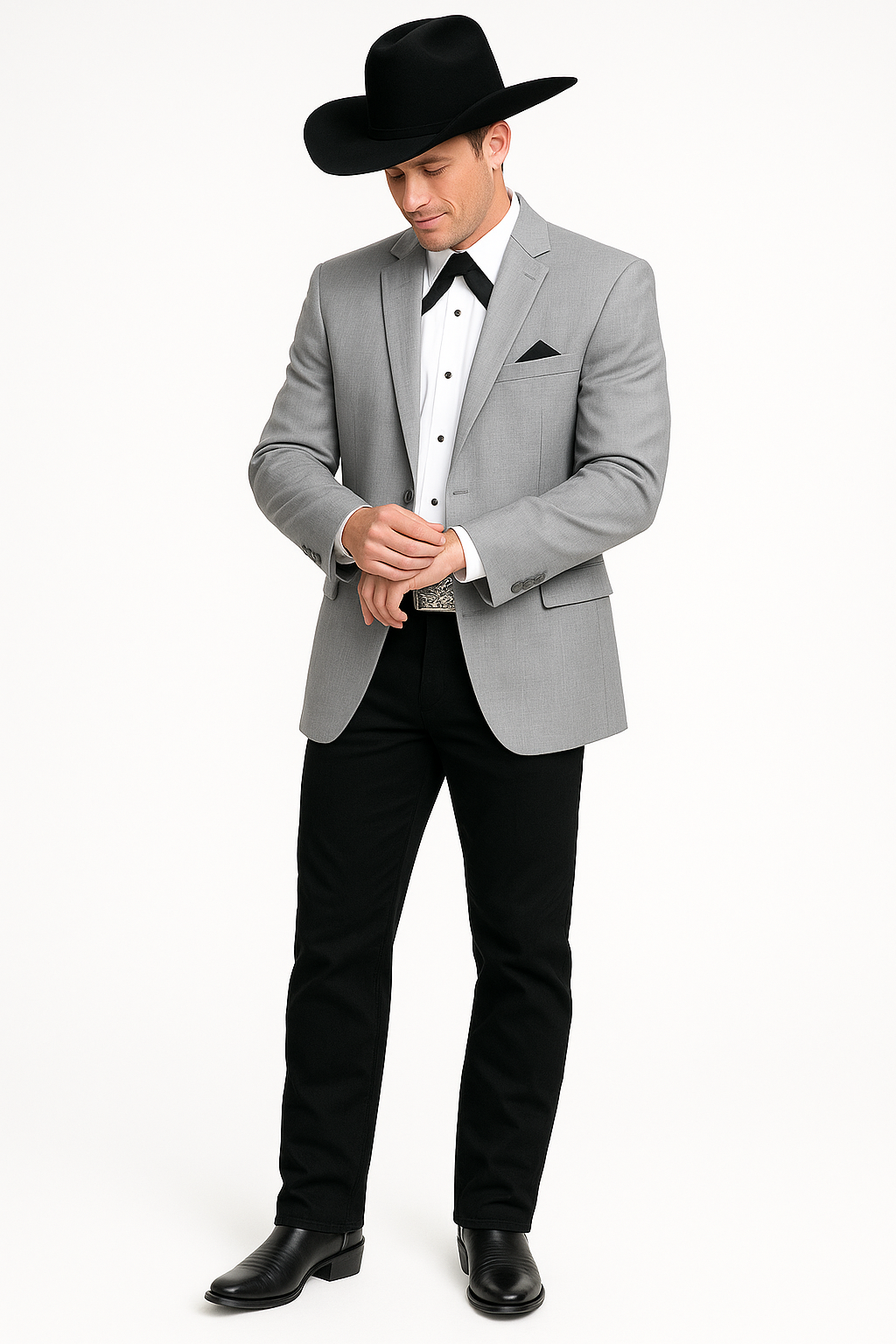 2 Button  Cowboy Dinner Jacket in Grey