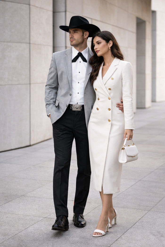 2 Button  Cowboy Dinner Jacket in Grey