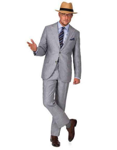 Linen Suit - Mens Summer Suits Grey   Color - Beach Wedding - Men's Tuxedo USA