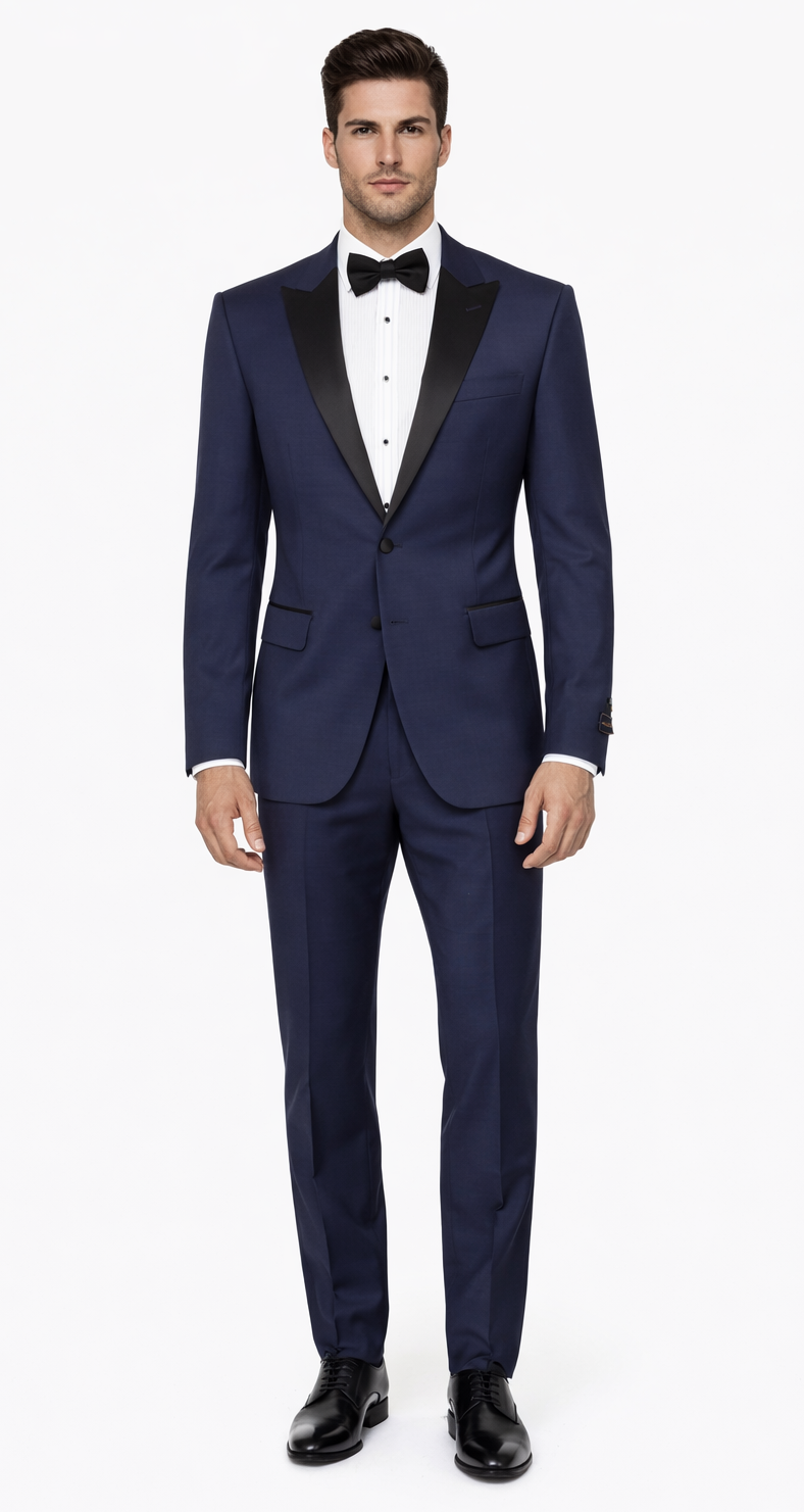 2 Button Designer Peak Tuxedo in Navy Blue