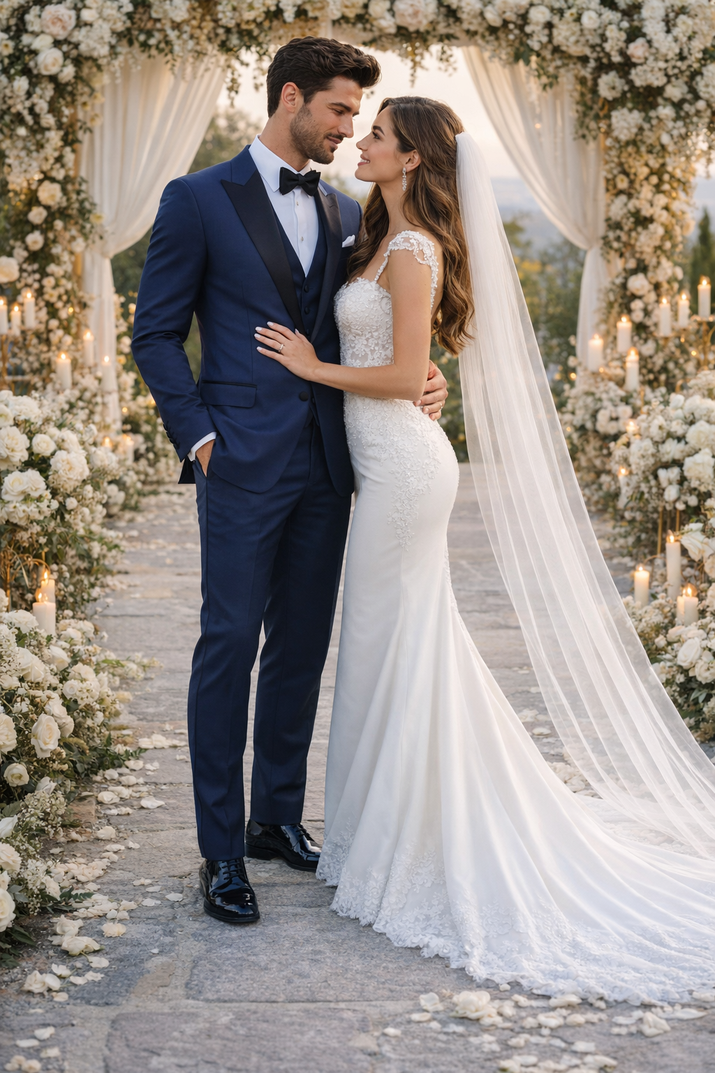 2 Button Designer Peak Tuxedo in Navy Blue