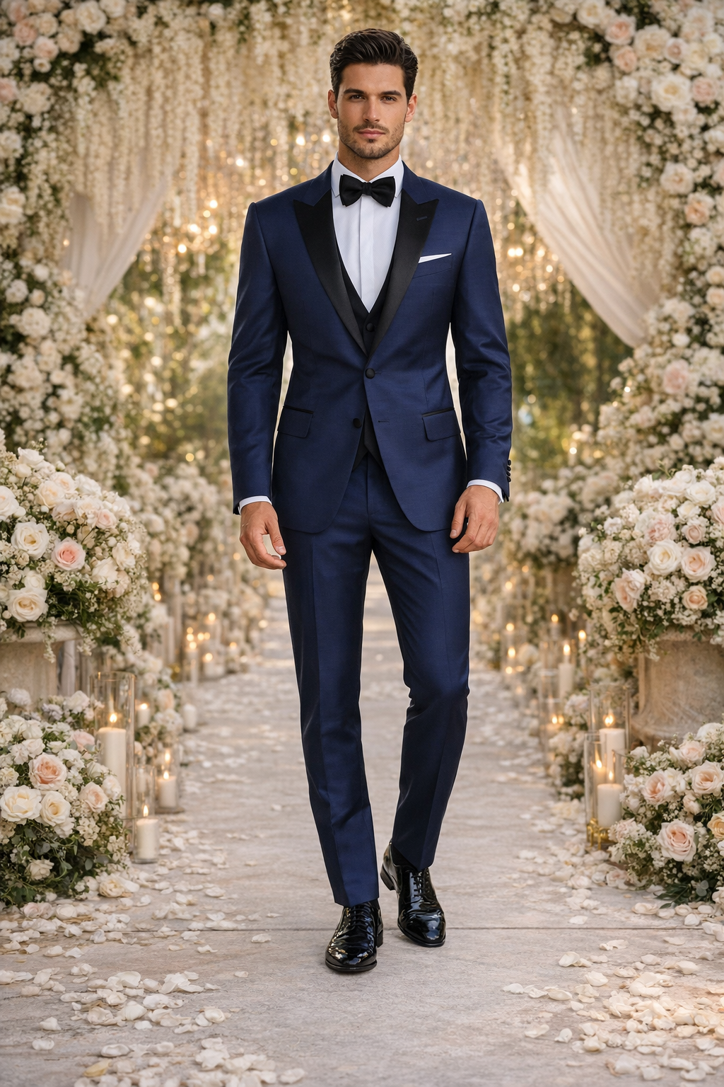 2 Button Designer Peak Tuxedo in Navy Blue